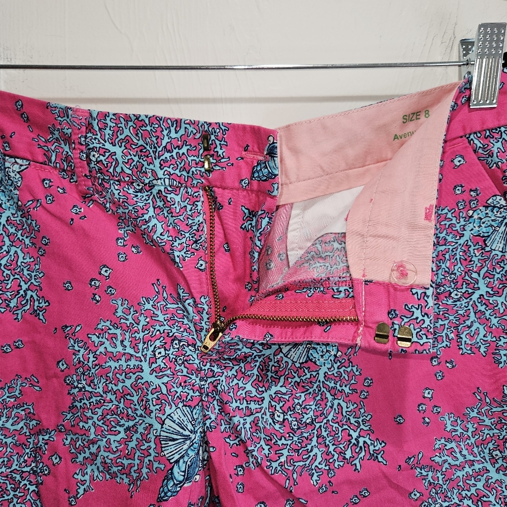 Lilly Pulitzer Bermuda Avenue Shorts Women's Size 8 Beachy Coral Reef Seashells - Picture 6 of 16